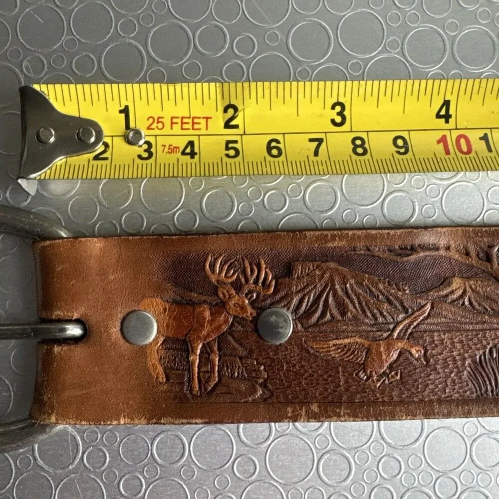 Vtg Chambers Belt Co Grand Teton National Park Tooled Leather 40 Gorpcore Brown